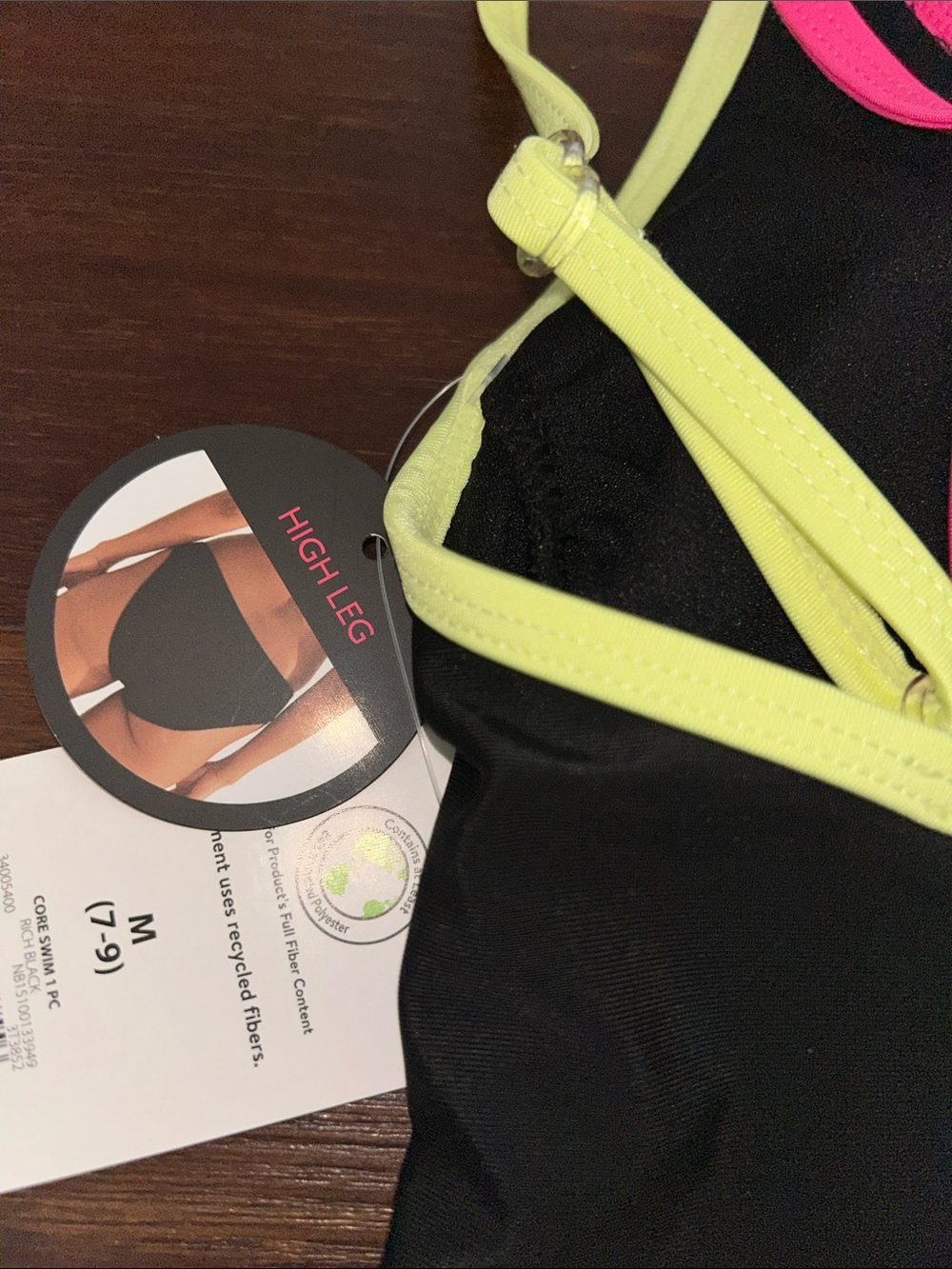 No Boundaries Retro Style Neon One-piece Double Strap Swim Suit NWT - Picture 5 of 8